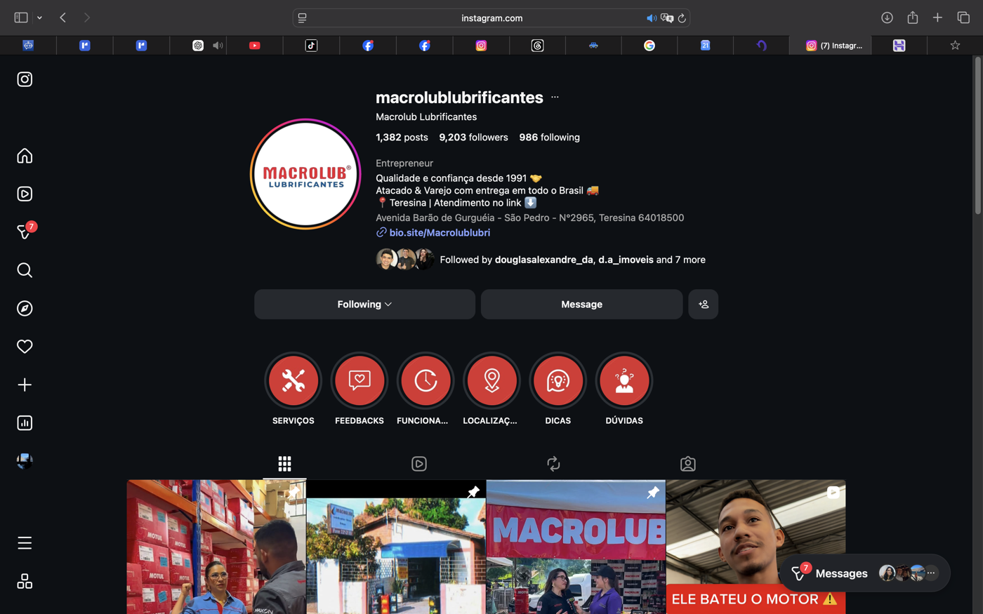 Macrolub Lubrificantes no Instagram