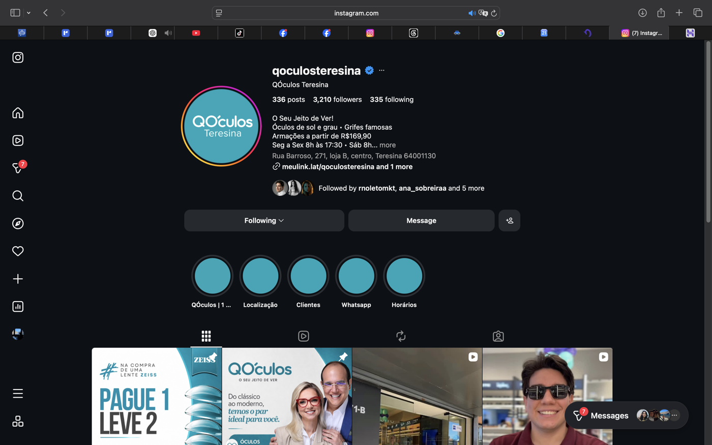 Q Óculos Teresina no Instagram